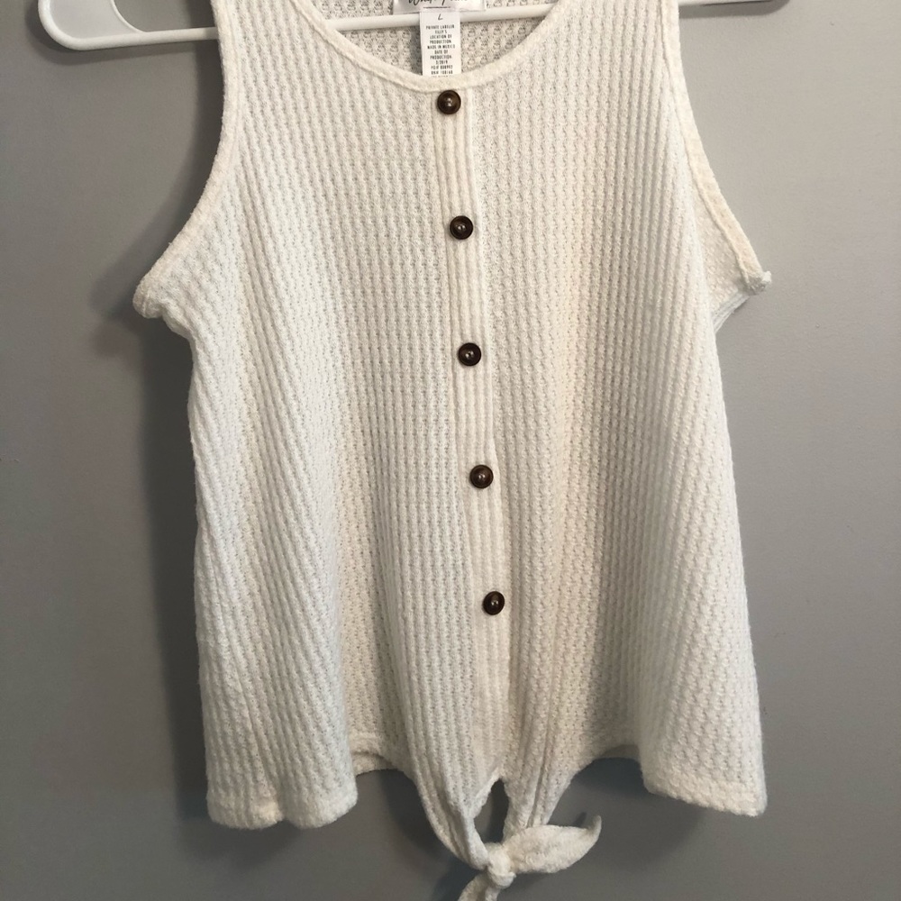 White buttoned tied tank top